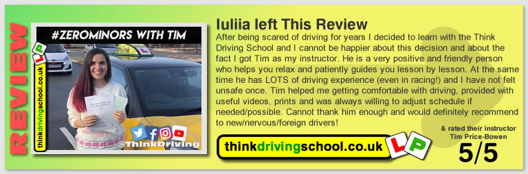 Passed with think driving school in December 2018 and left this 5 star review