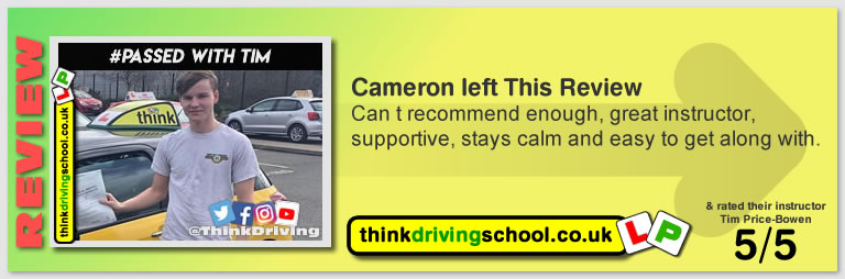 Passed with think driving school in March 2019 and left this 5 star review