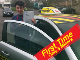Adam from Headley down very happy after passing with drivng lessosn from think driving school