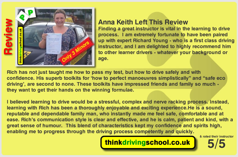 Passed with think driving school in september 2014