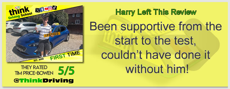 Passed with think driving school June 2026 and left this 5 star review