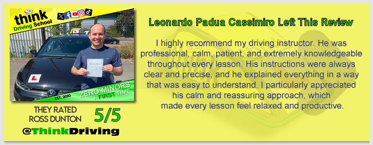 Passed with think driving school June 2026 and left this 5 star review