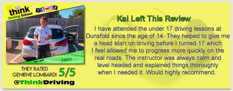 left this review: Geniene was a great instructor, really calm and patient and helped me to pass first time. Thank you! .
