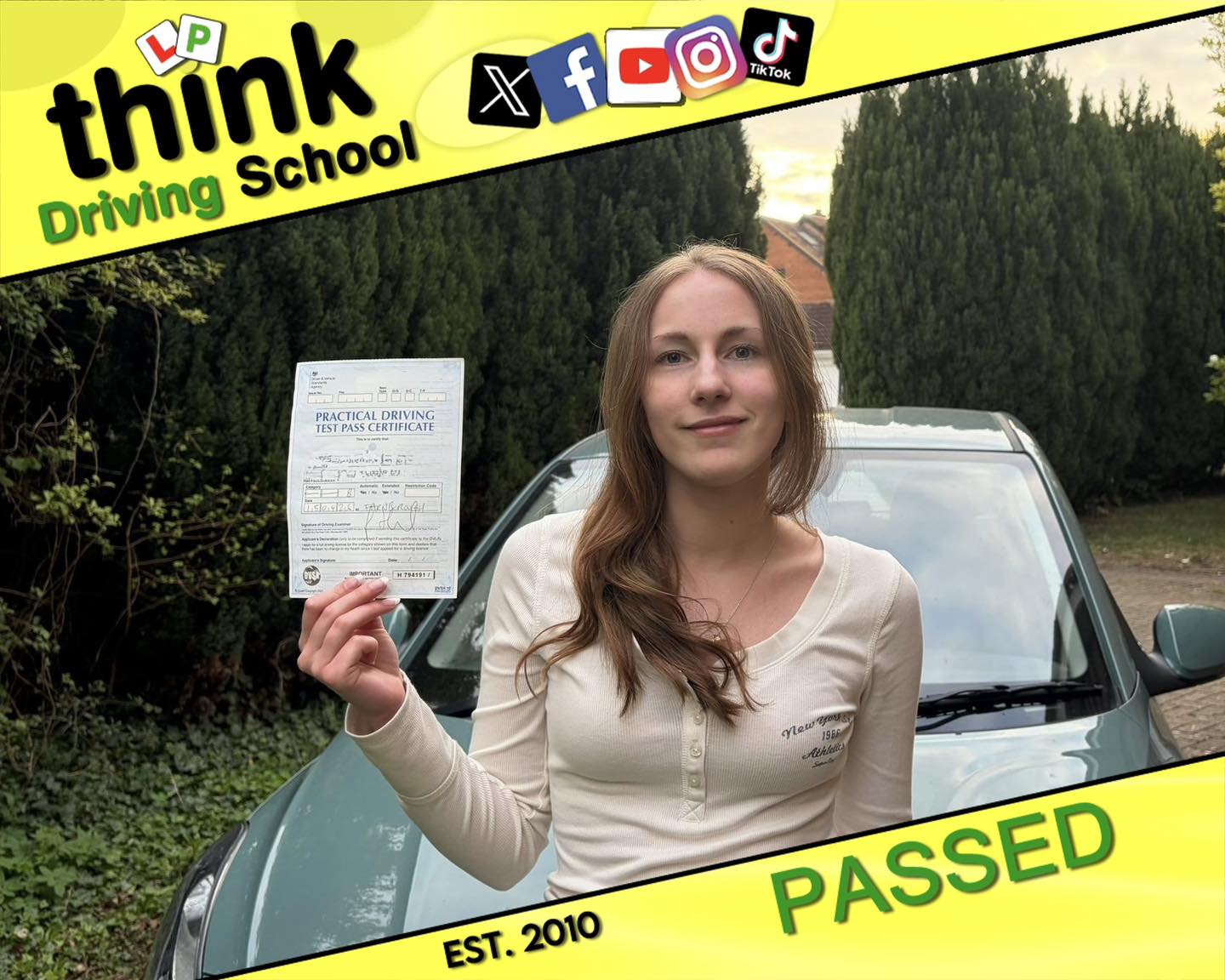 Passed with think driving school April 2026 and left this 5 star review