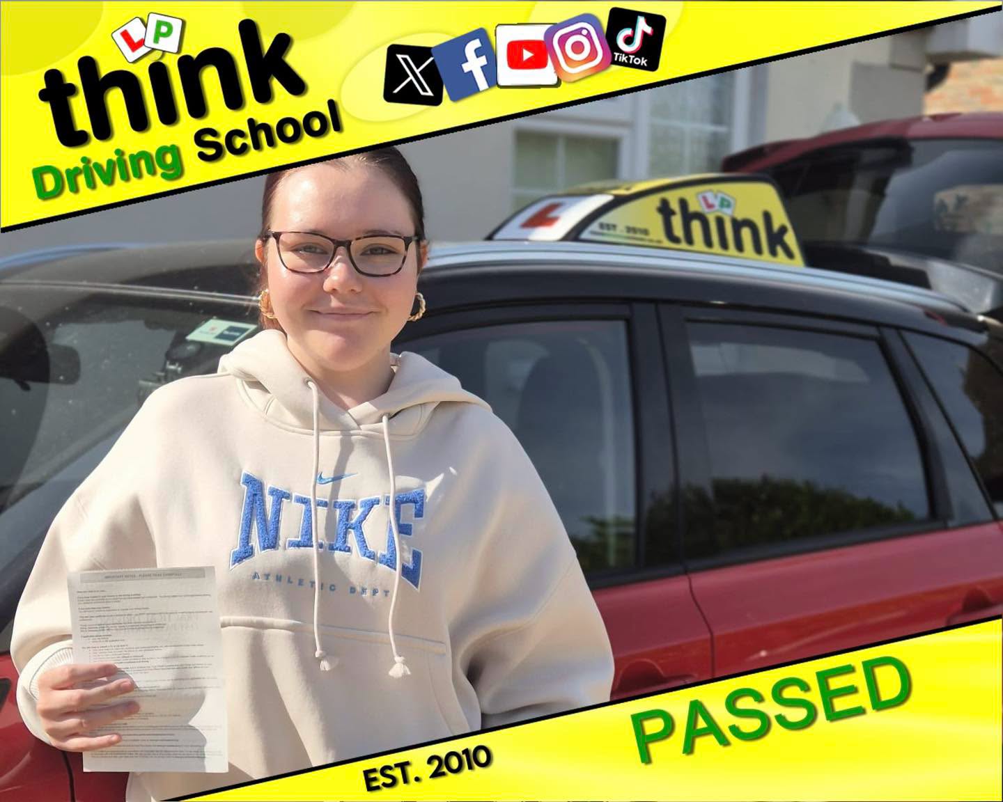 Passed with think driving school June 2026 and left this 5 star review