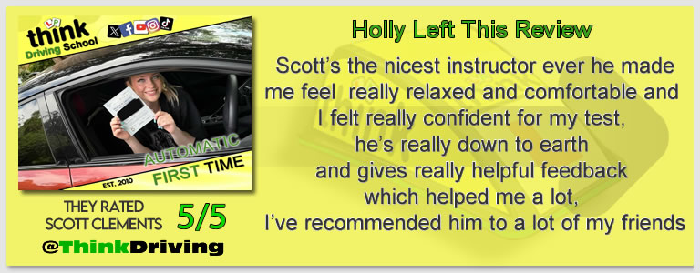 Passed with think driving school June 2026 and left this 5 star review