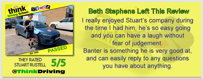 Passed with think driving school June 2026 and left this 5 star review