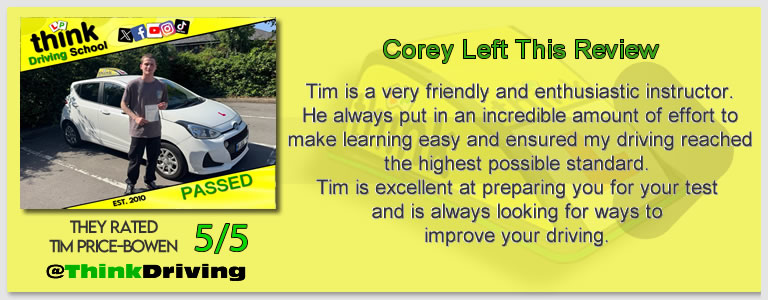 Passed with think driving school June 2026 and left this 5 star review