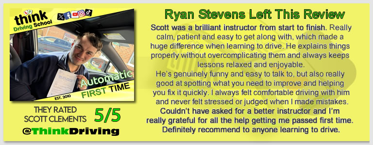 Passed with think driving school April 2026 and left this 5 star review