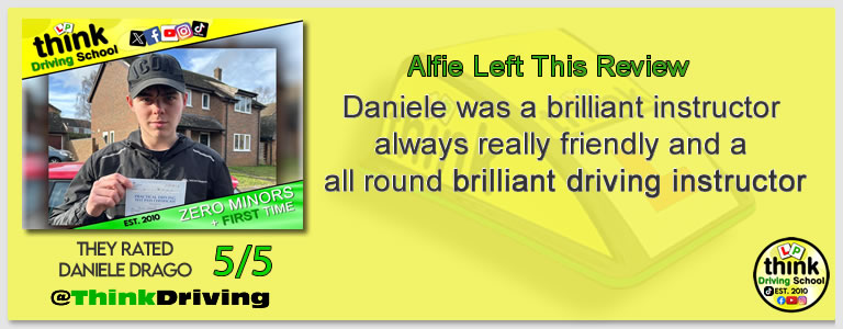 Passed with think driving school January 2026 and left this 5 star review