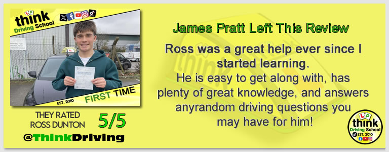 Passed with think driving school January 2026 and left this 5 star review