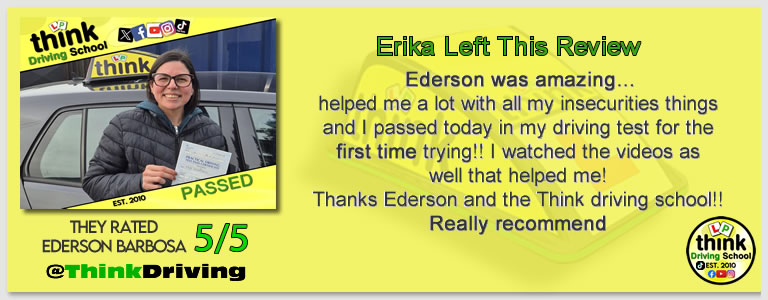Passed with think driving school January 2026 and left this 5 star review