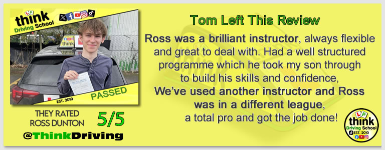 Passed with think driving school January 2026 and left this 5 star review