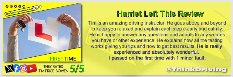 Passed with think driving school June 2025 and left this 5 star review