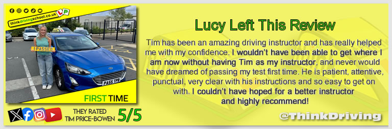 Passed with think driving school June 2025 and left this 5 star review