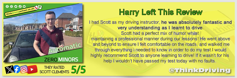 Passed with think driving school March 2025 and left this 5 star review
