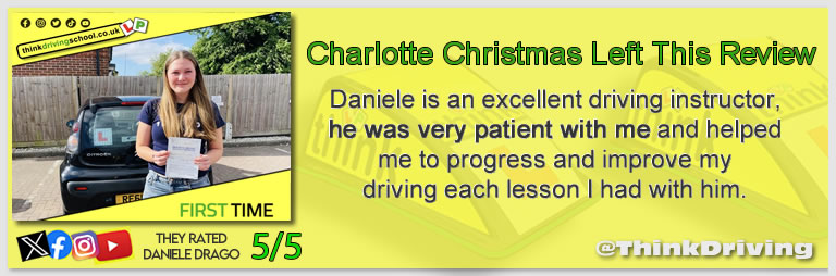 Passed with think driving school March 2025 and left this 5 star review