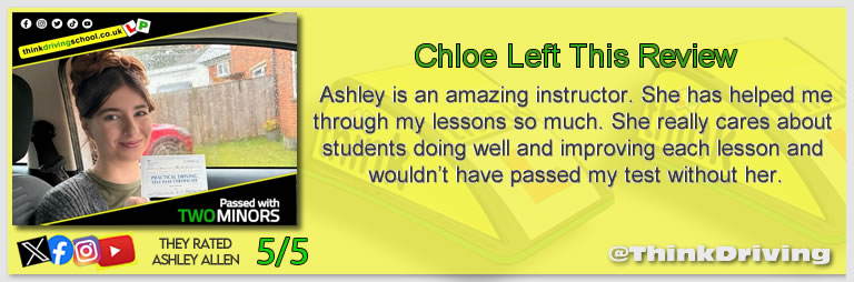 Passed with think driving school November 2025 and left this 5 star review