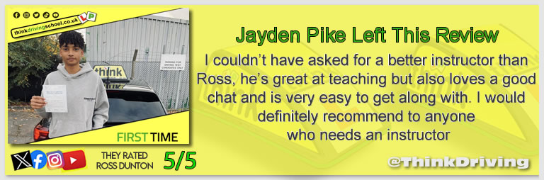 Passed with think driving school November 2025 and left this 5 star review