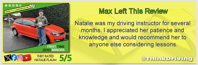 Passed with think driving school October 2025 and left this 5 star review