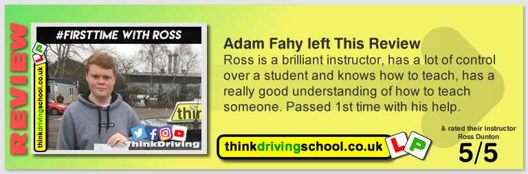 Passed with think driving school in February 2019 and left this 5 star review