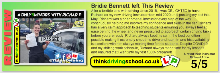 Birdie Wrote this awesome review of Richard Price Driving Instructor in Yateley and Sandhurst  