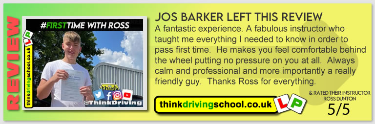 Passed with think driving school July 2021 and left this 5 star review