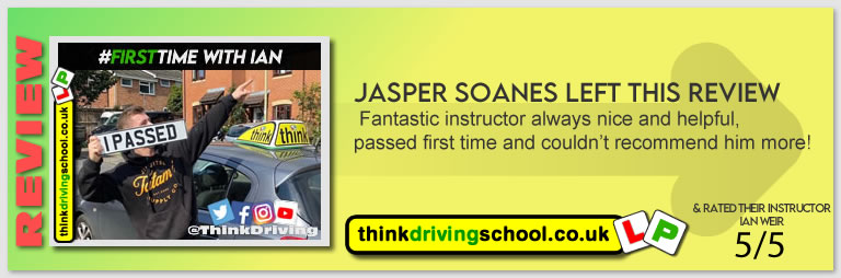 Passed with think driving school August 2021 and left this 5 star review