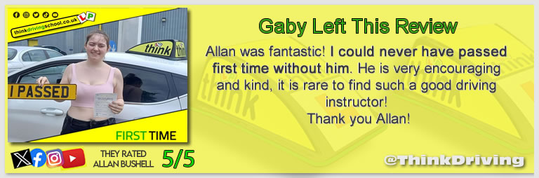 Passed with think driving school August 2024 and left this 5 star review