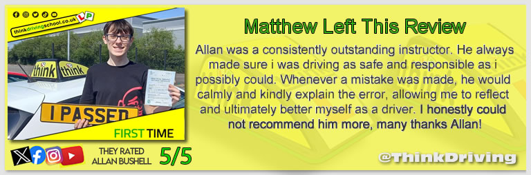 Passed with think driving school August 2024 and left this 5 star review