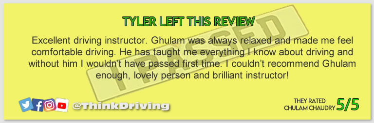 Suerly Sammarco passed with Ghulam at hink driving school and left this awesome review 
