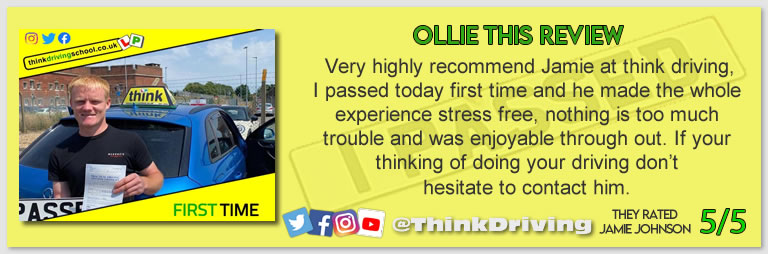 Passed with think driving school July 2022 and left this 5 star review
