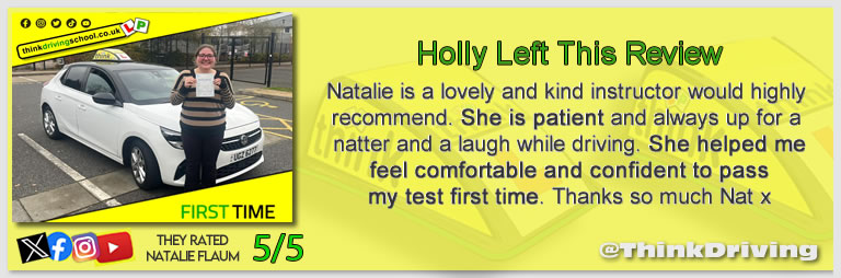 Passed with think driving school November 2024 and left this 5 star review