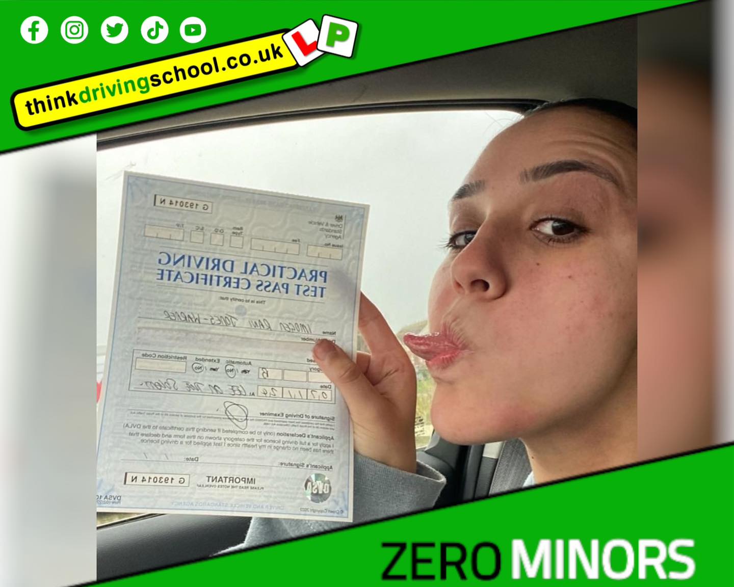 passed with think driving school with ZERO minors 