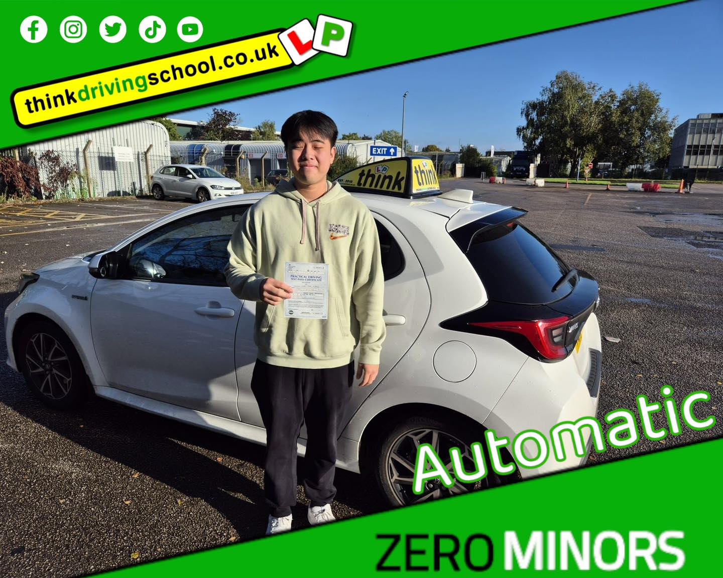 Passed with think driving school September 2024 and left this 5 star review