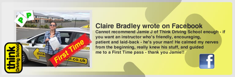 clare bradley left this awesome review of think driving school's jamie johnson adi