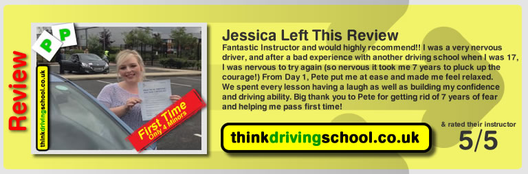 jessica left this awesome review of think driving schools pete labrum from yateley