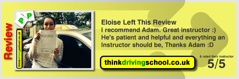 Eloise McDermot left this awesome 5 star review of high wycombe driving instructor adam iliffe