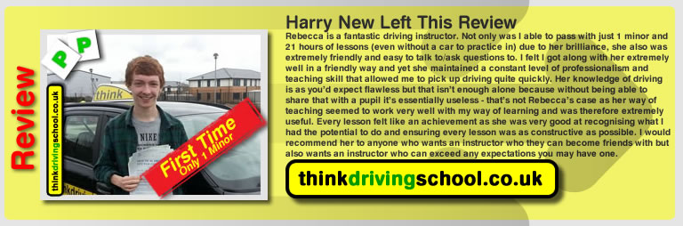 Harry New left this awesome review of rebecca gaywood at think driving school