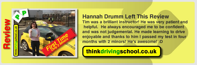 hannah drumm left this awesome review of tim price-bowen at think driving school