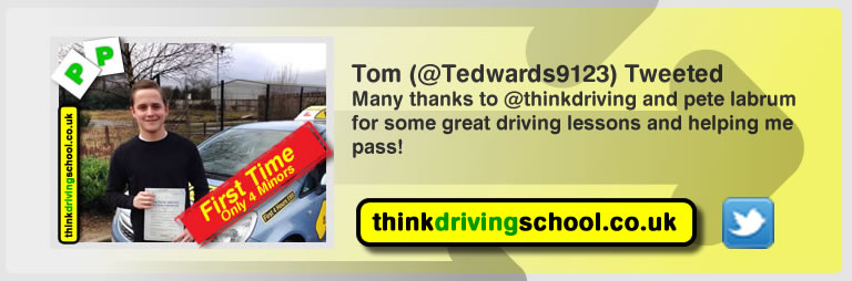 Tom left this tweet after driving lessons from pete labrum in yateley