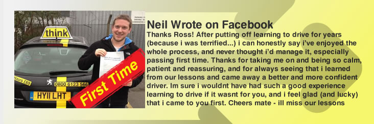 katherine left a very good review for ross dunton at think drivng school