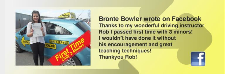 Bronte Bowler from Chiddingfold passed with think driving school and left a great review 