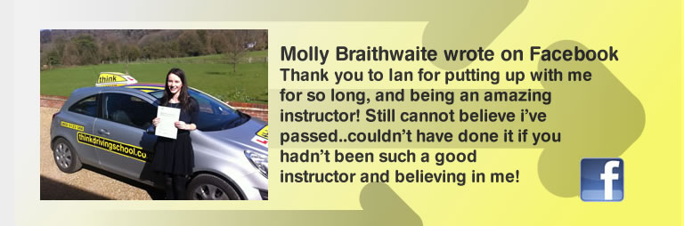 molly braithwaite left an awesome review for driving instructor ian weir in petersfield