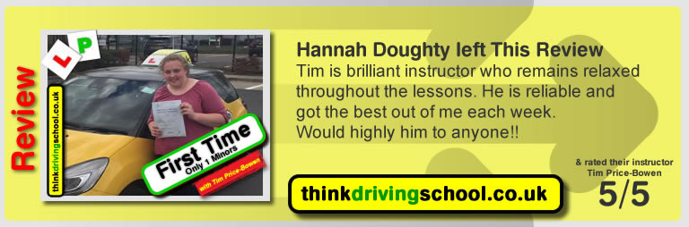 Katherine Rowett  left this awesome review of tim price-bowen at think driving school after passing in March 2017