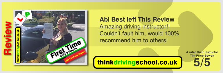 Katherine Rowett  left this awesome review of tim price-bowen at think driving school after passing in April 2017