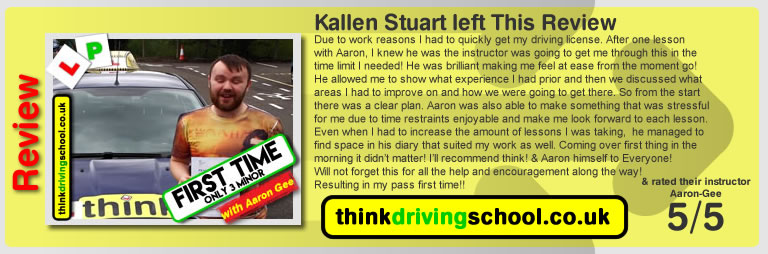 Passed with think driving school in June 2017 and left this review