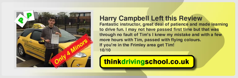 harry campbell passed with driving instructor tim price-bown and lef this awesome revies of think driving school 