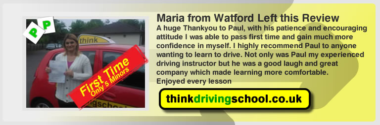 maria from watford passed with drivnig instructor paul power and left this awesome 5 star review of think driving school