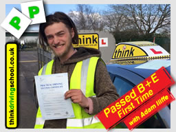 Passed with think driving school in April 2015 B+E Trailer lessons 